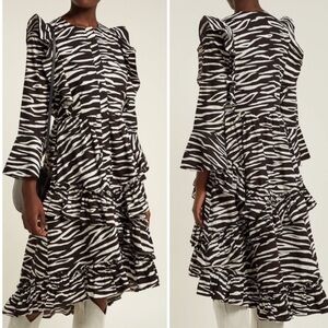 Ganni |‎ Faulkner Zebra Print Midi Dress